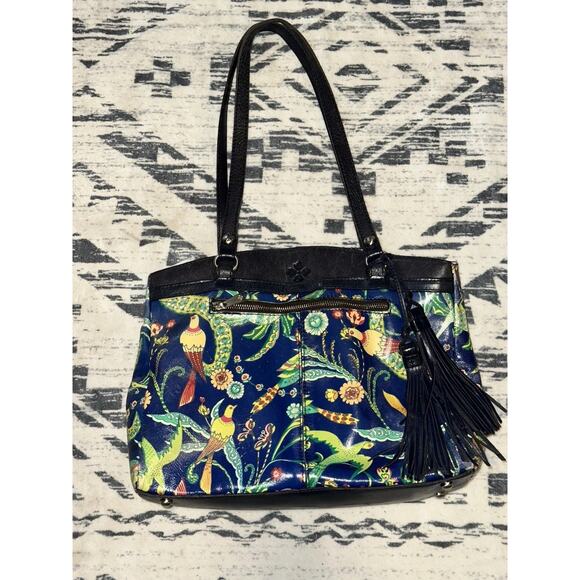 Patricia Nash Poppy Leather Tote In Birds Of Paradise Patriot Blue Purse Handbag - Picture 4 of 16